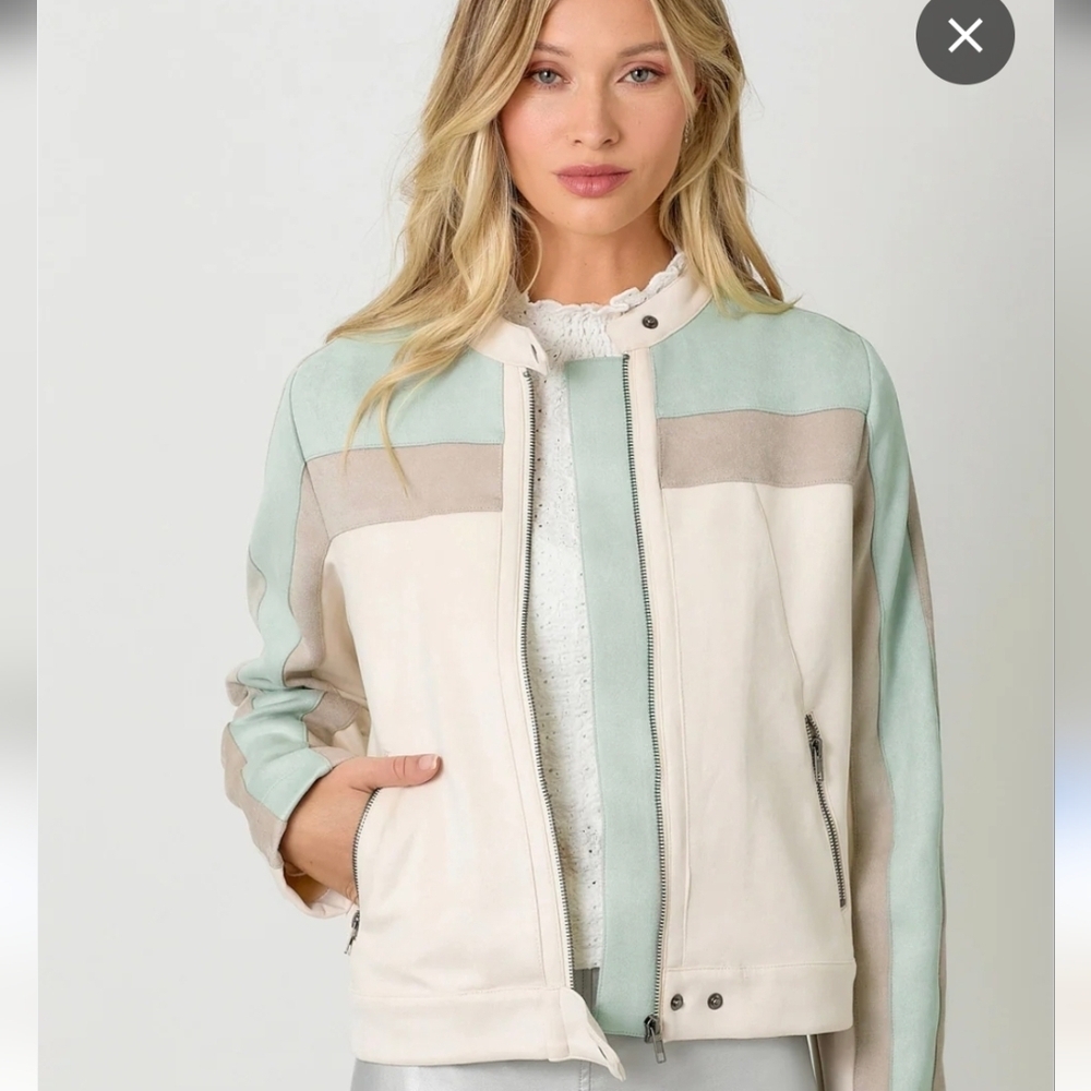 Mystree Color Blocked Moto Jacket Size M New